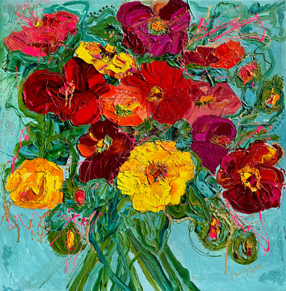 Kerry Bruce, Poppies, Acrylic on Canvas