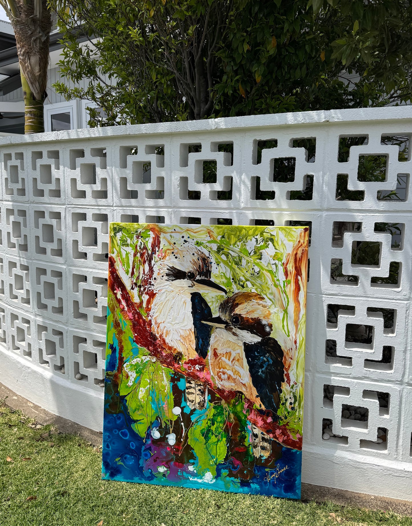 Kerry Bruce,  Guardians of the Bush, Acrylic on Canvas - Oak Float Frame