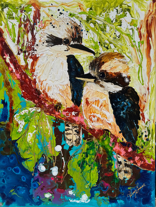 Kerry Bruce,  Guardians of the Bush, Acrylic on Canvas - Oak Float Frame