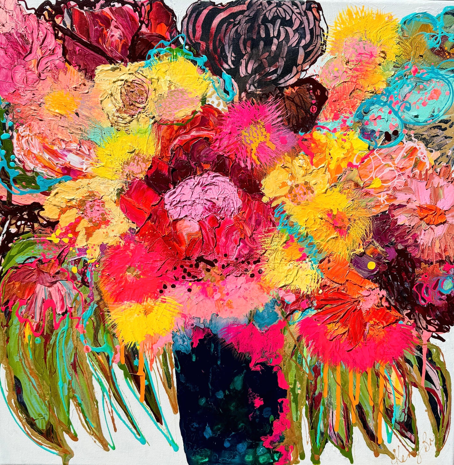 Kerry Bruce, Gum Blossoms, Acrylic on Canvas