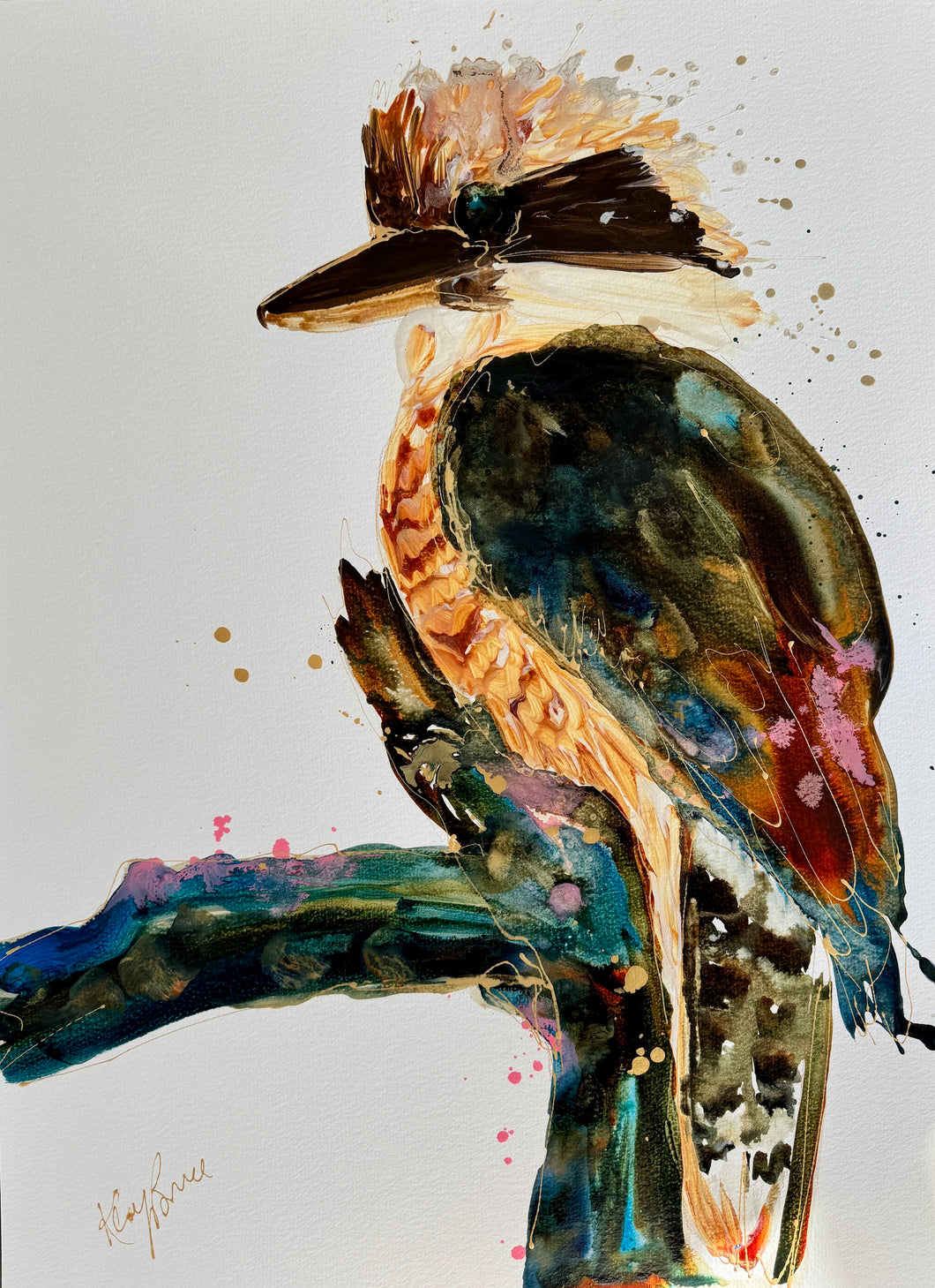Kerry Bruce, Charlie Kookaburra, Acrylic on 500gsm Art Paper