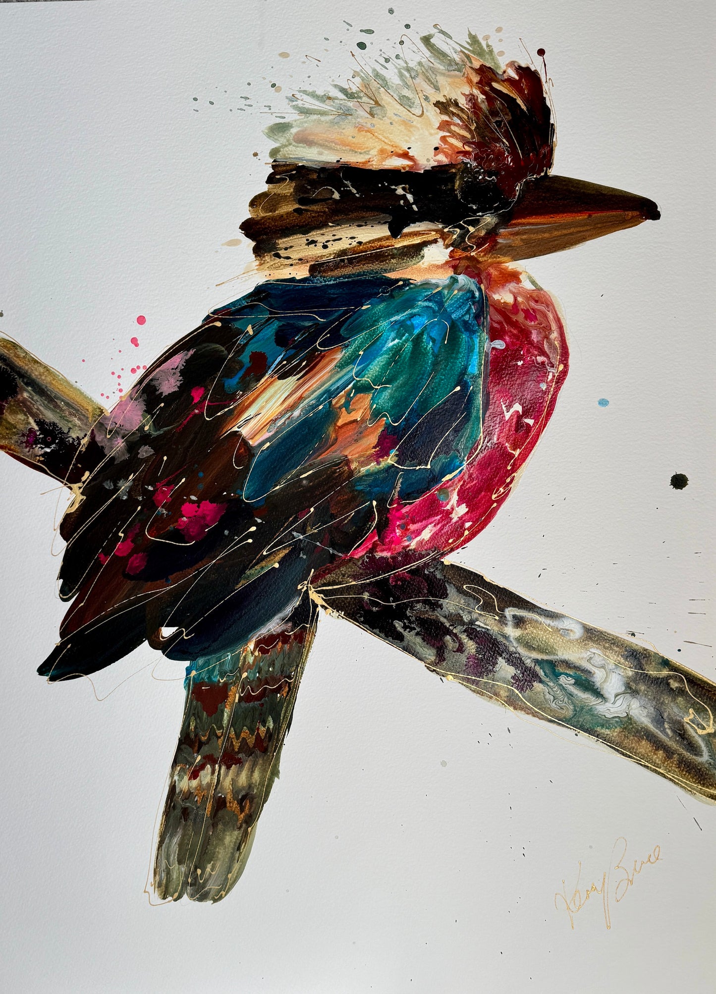 Kerry Bruce, Kate Kookaburra, Acrylic on 500gsm Art Paper