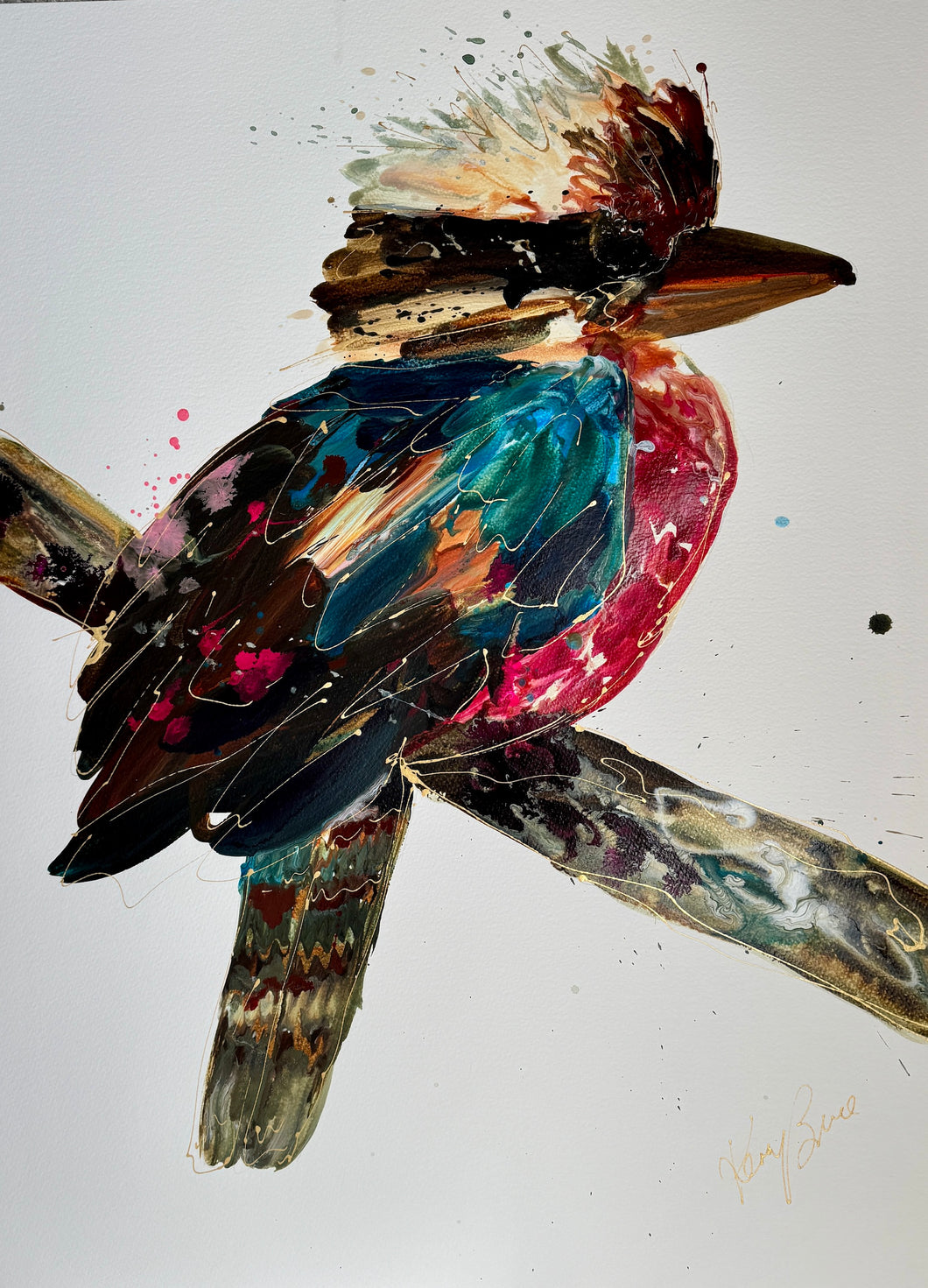 Kerry Bruce, Kate Kookaburra, Acrylic on 500gsm Art Paper