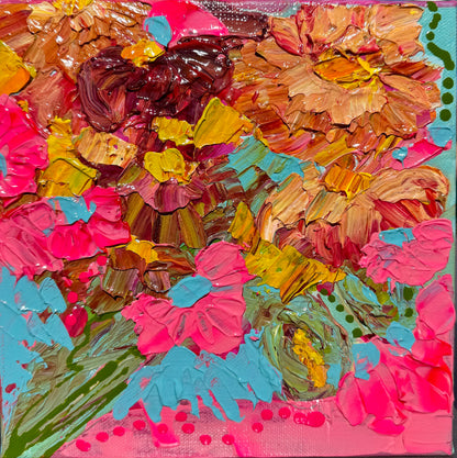Kerry Bruce, Pink Posy, Acrylic on Canvas
