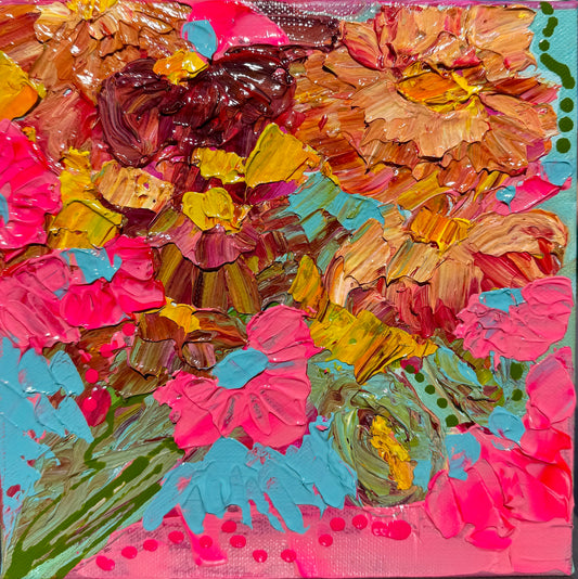 Kerry Bruce, Pink Posy, Acrylic on Canvas