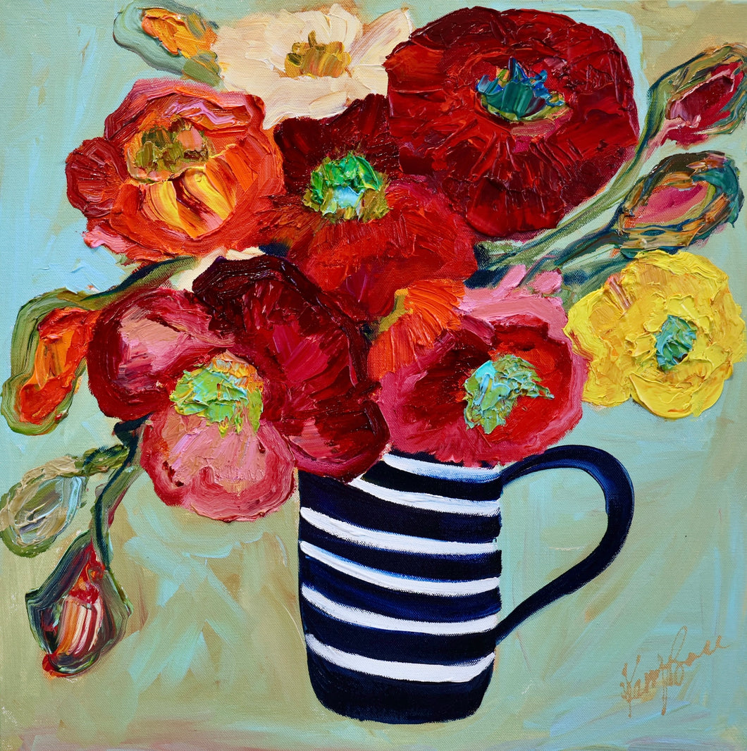 Kerry Bruce, I Love Poppies , Oil on Canvas board