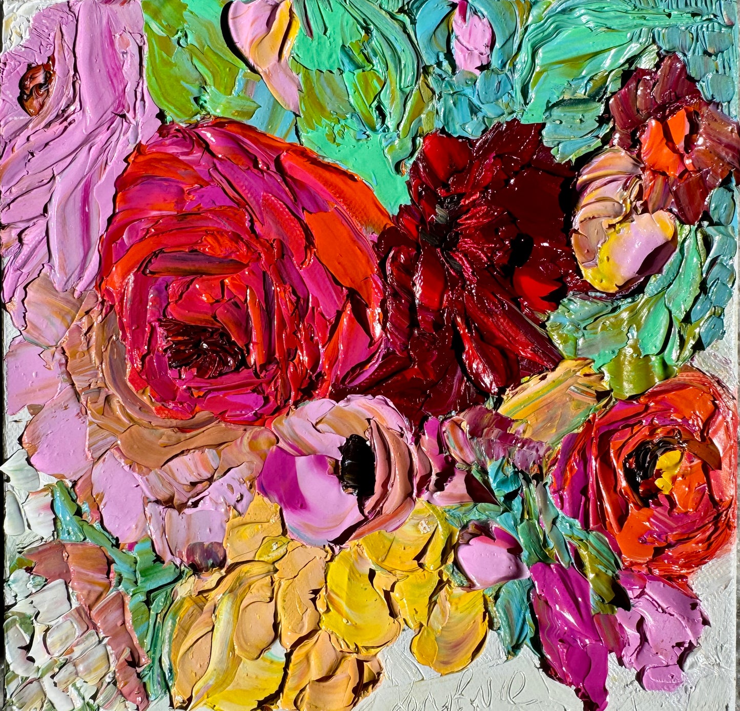 Kerry Bruce, Peonie Power, Oil on Canvas
