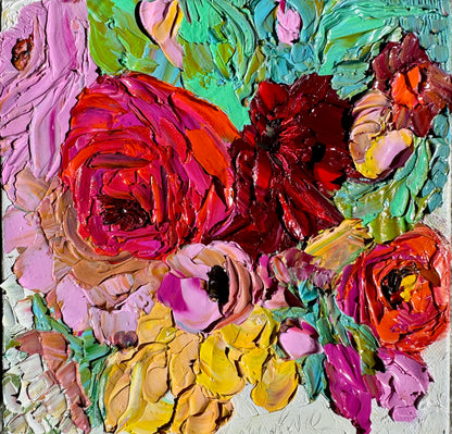 Kerry Bruce, Peonie Power, Oil on Canvas