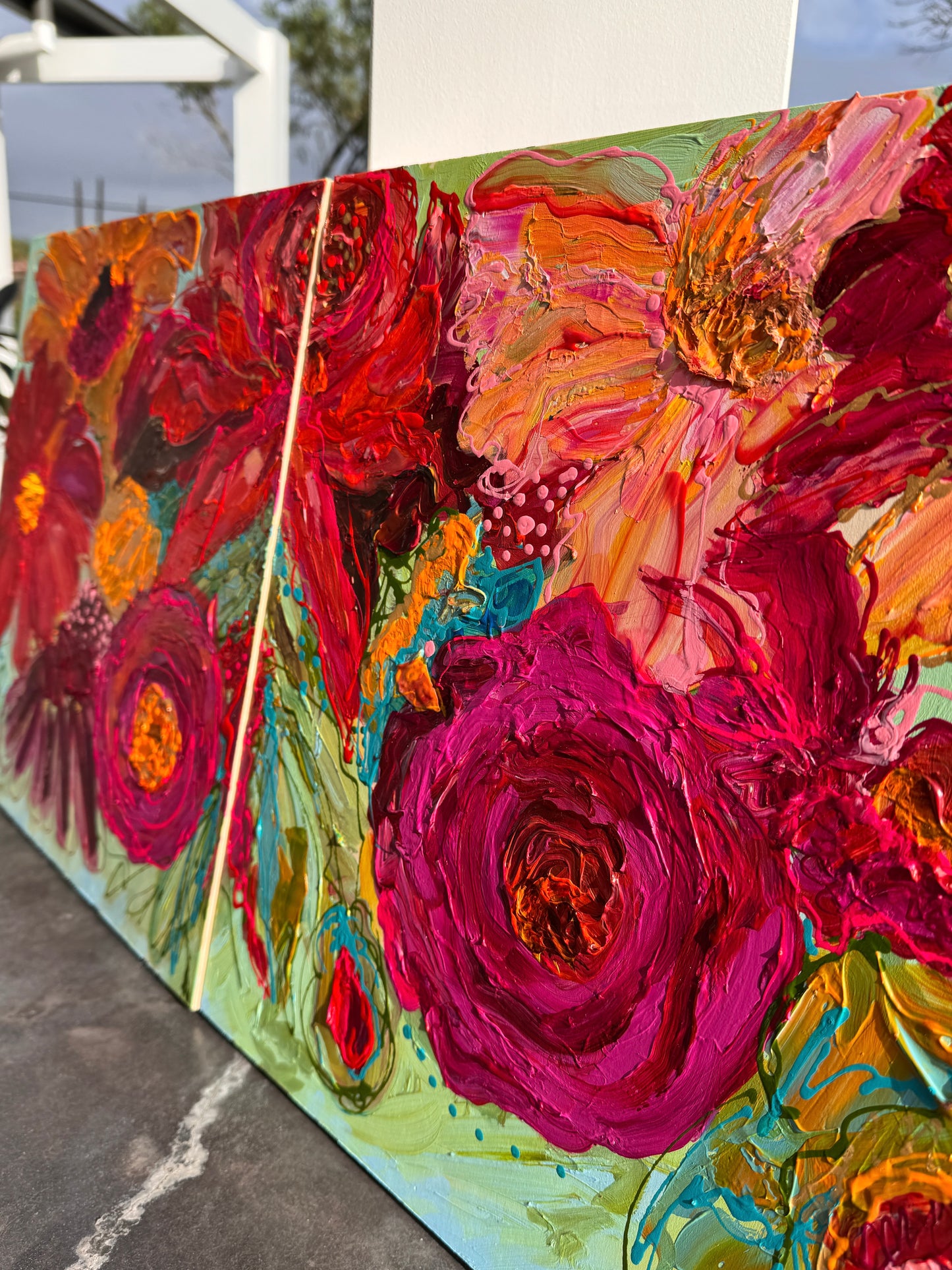 Kerry Bruce,  Spring Blooms l, Acrylic on Board