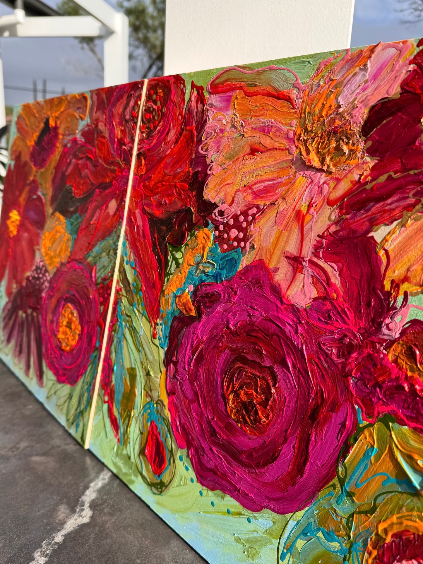 Kerry Bruce,  Spring Blooms ll, Acrylic on Board