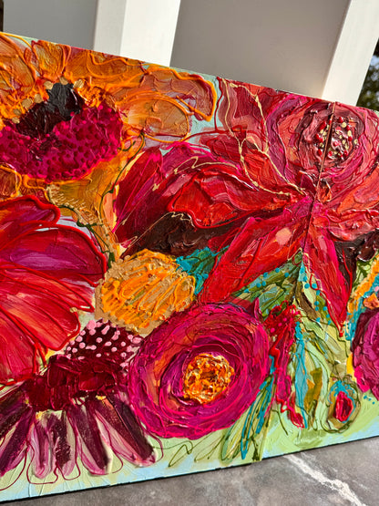 Kerry Bruce,  Spring Blooms l, Acrylic on Board