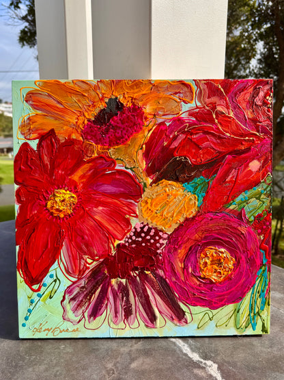 Kerry Bruce,  Spring Blooms l, Acrylic on Board