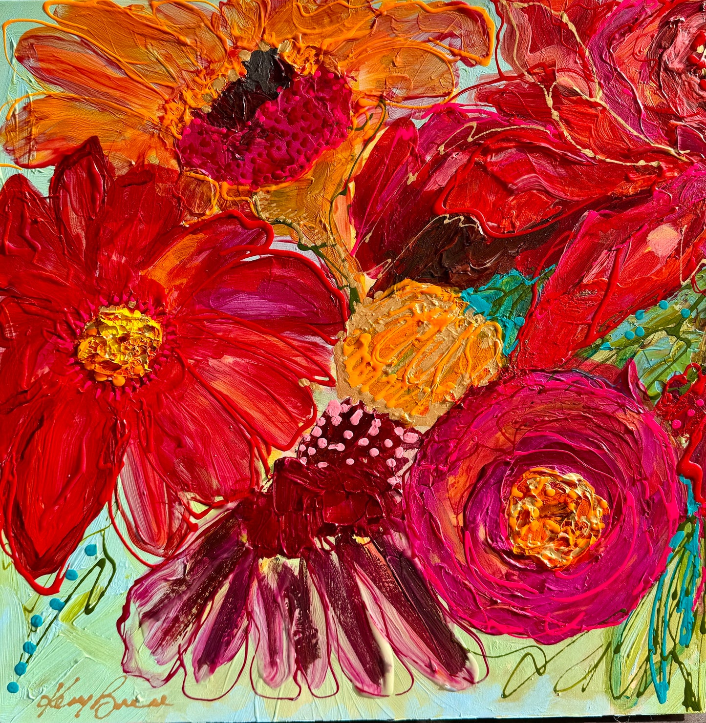 Kerry Bruce,  Spring Blooms l, Acrylic on Board