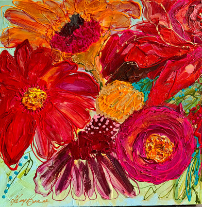 Kerry Bruce,  Spring Blooms l, Acrylic on Board