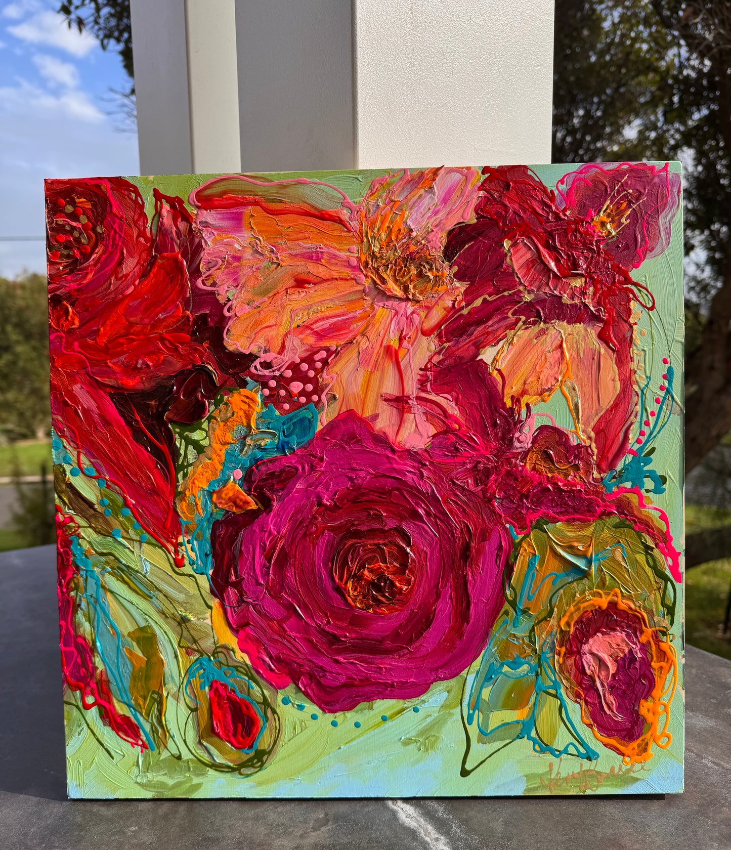 Kerry Bruce,  Spring Blooms ll, Acrylic on Board