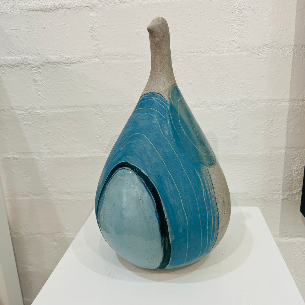 Shellie Christian, Nestlings Blue Abstract Hen, Ceramic Sculpture