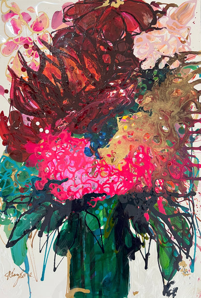 Kerry Bruce,Colour me Pink, Acrylic on Art Paper - framed