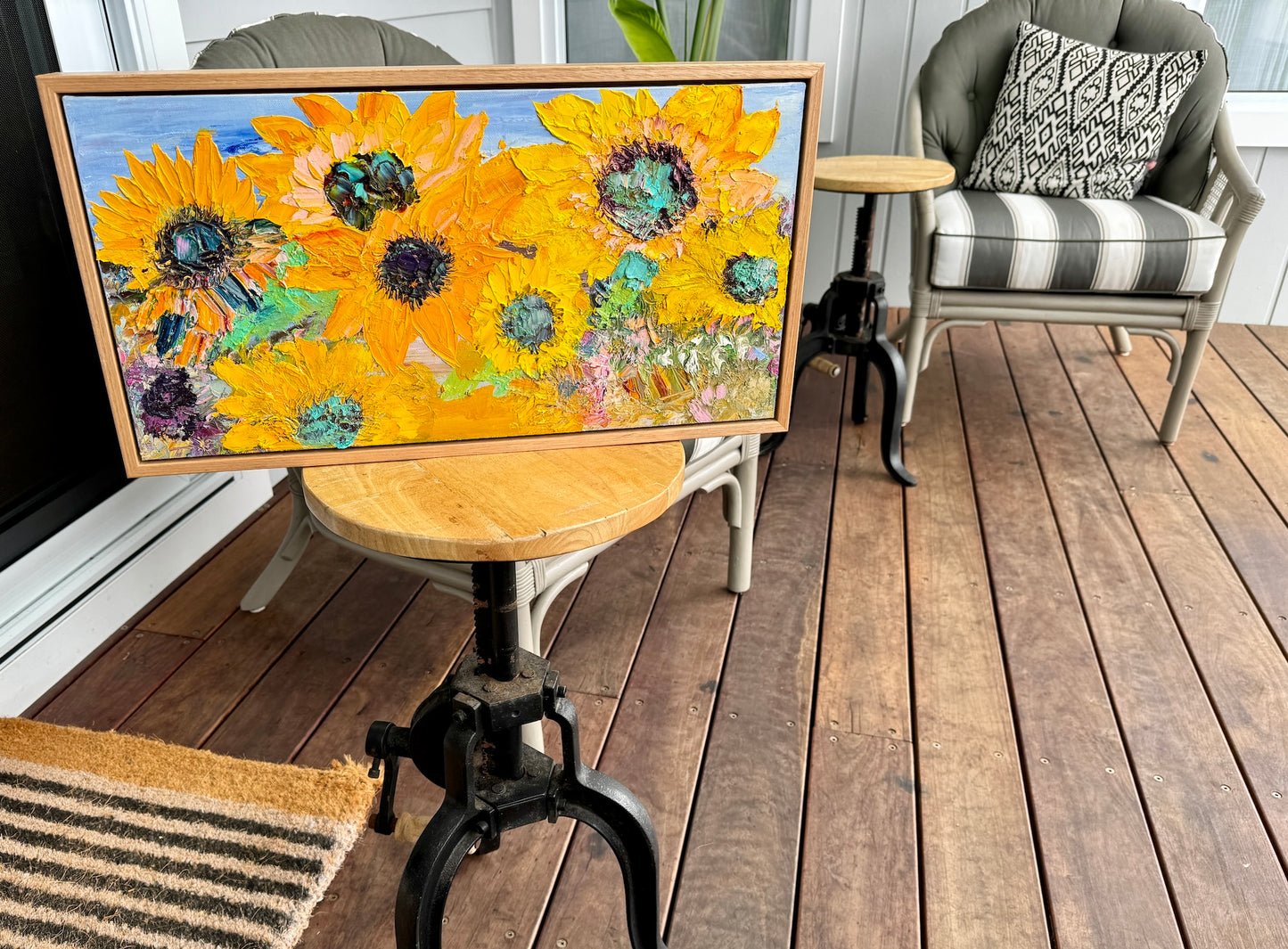 Kerry Bruce, Sunflowers, Oil on Canvas Board