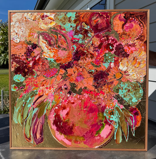 Kerry Bruce, Amber Love Blooms, Acrylic on Canvas