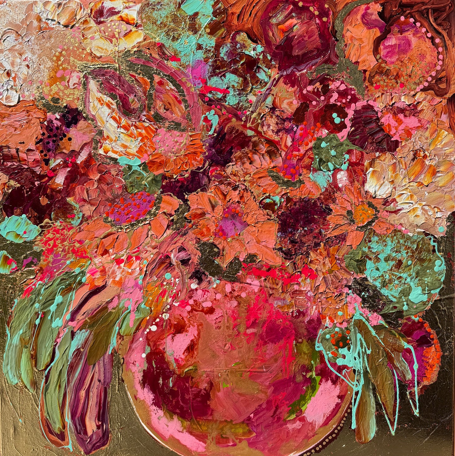 Kerry Bruce, Amber Love Blooms, Acrylic on Canvas