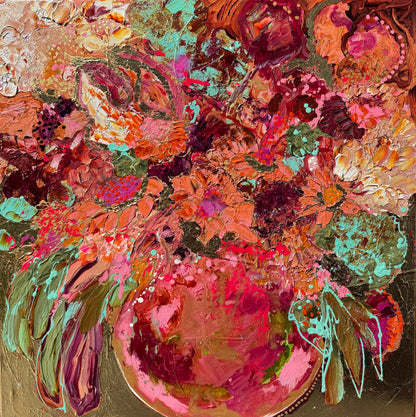 Kerry Bruce, Amber Love Blooms, Acrylic on Canvas