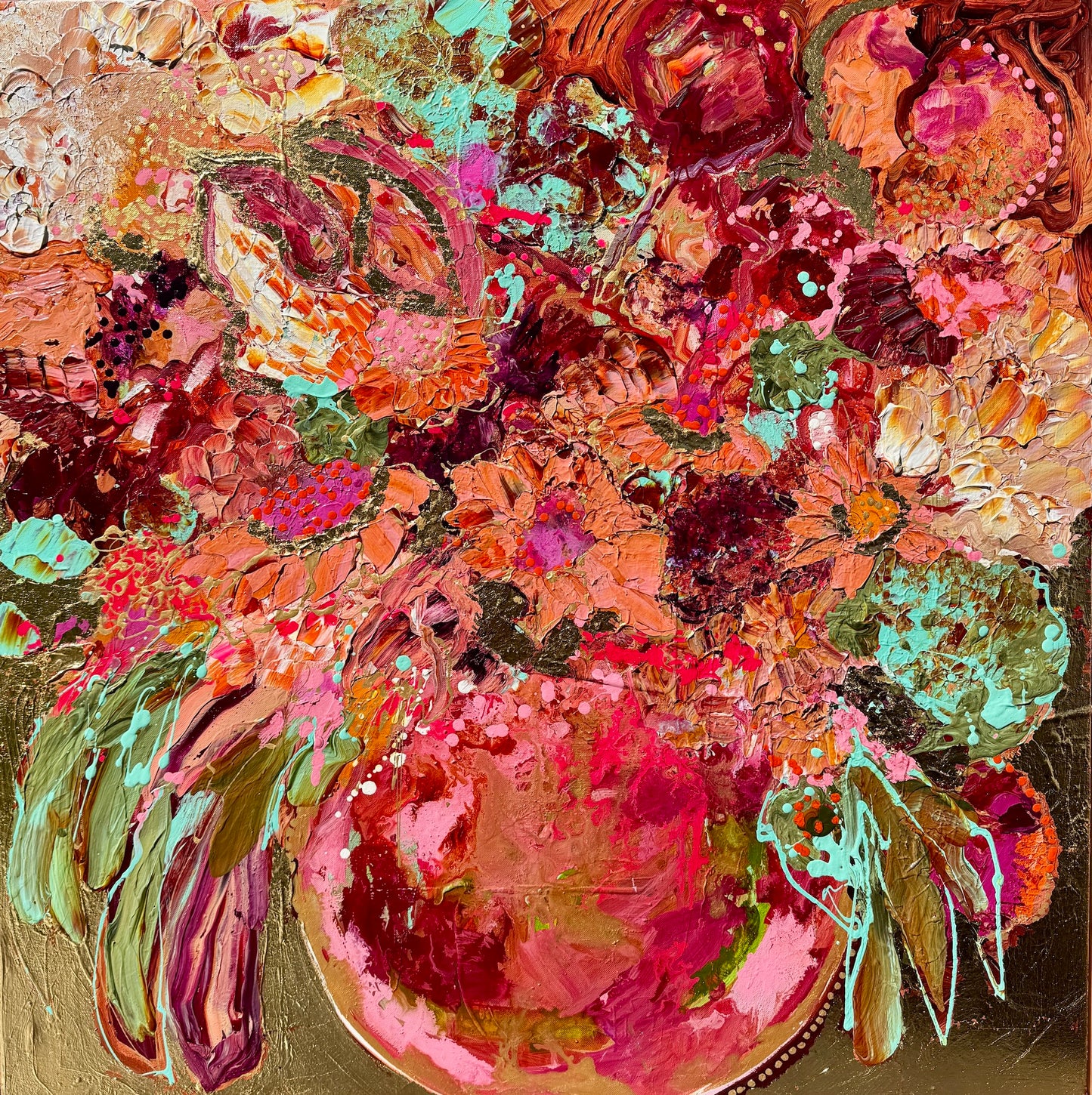 Kerry Bruce, Amber Love Blooms, Acrylic on Canvas