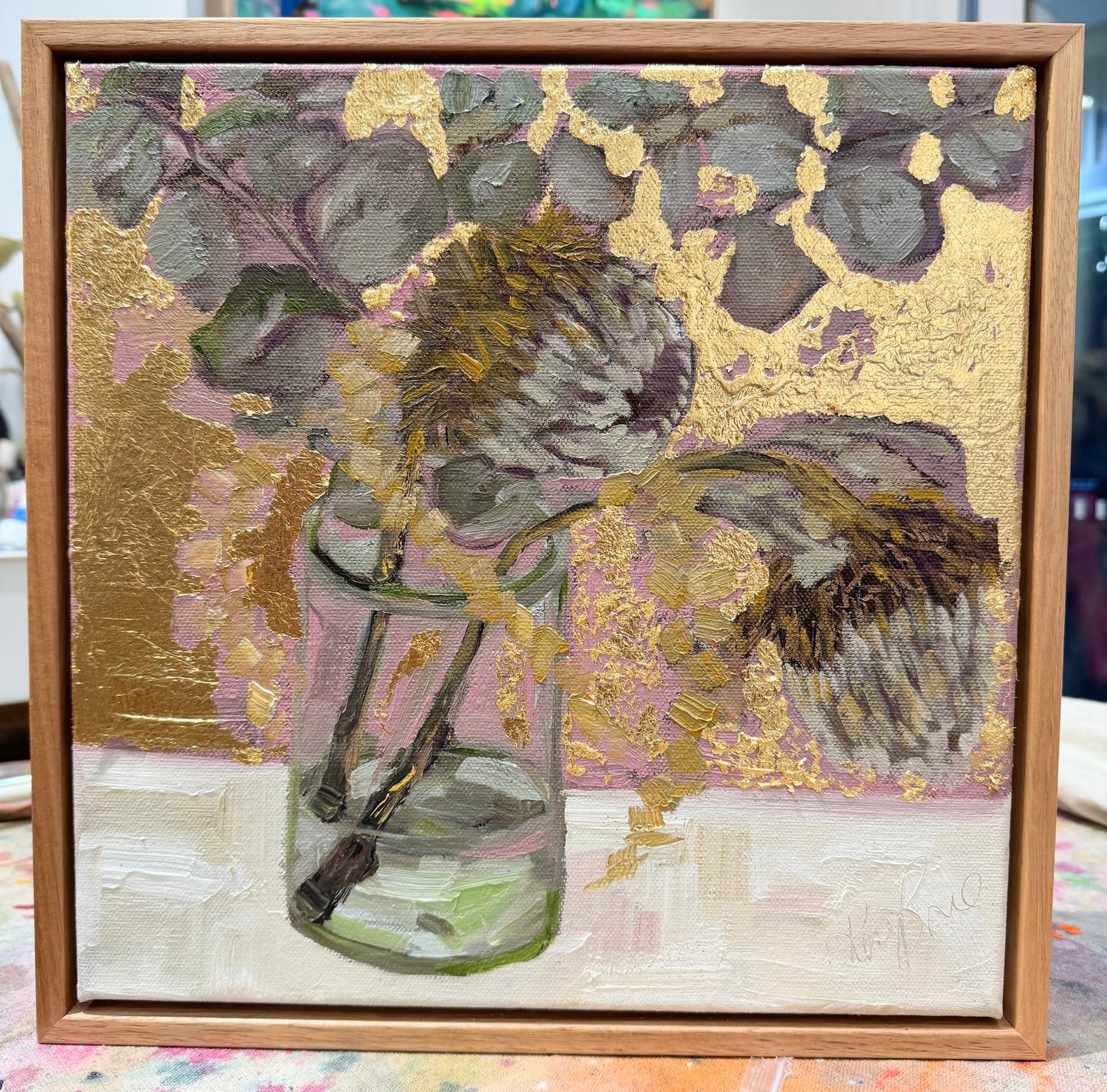 Kerry Bruce, Flora, Oil on Canvas - Gold Leaf