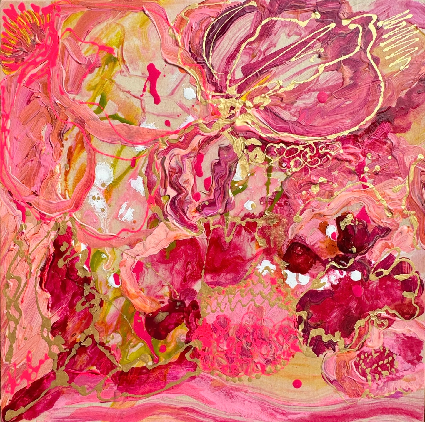 Kerry Bruce,  Passion Pink l, Acrylic on Board