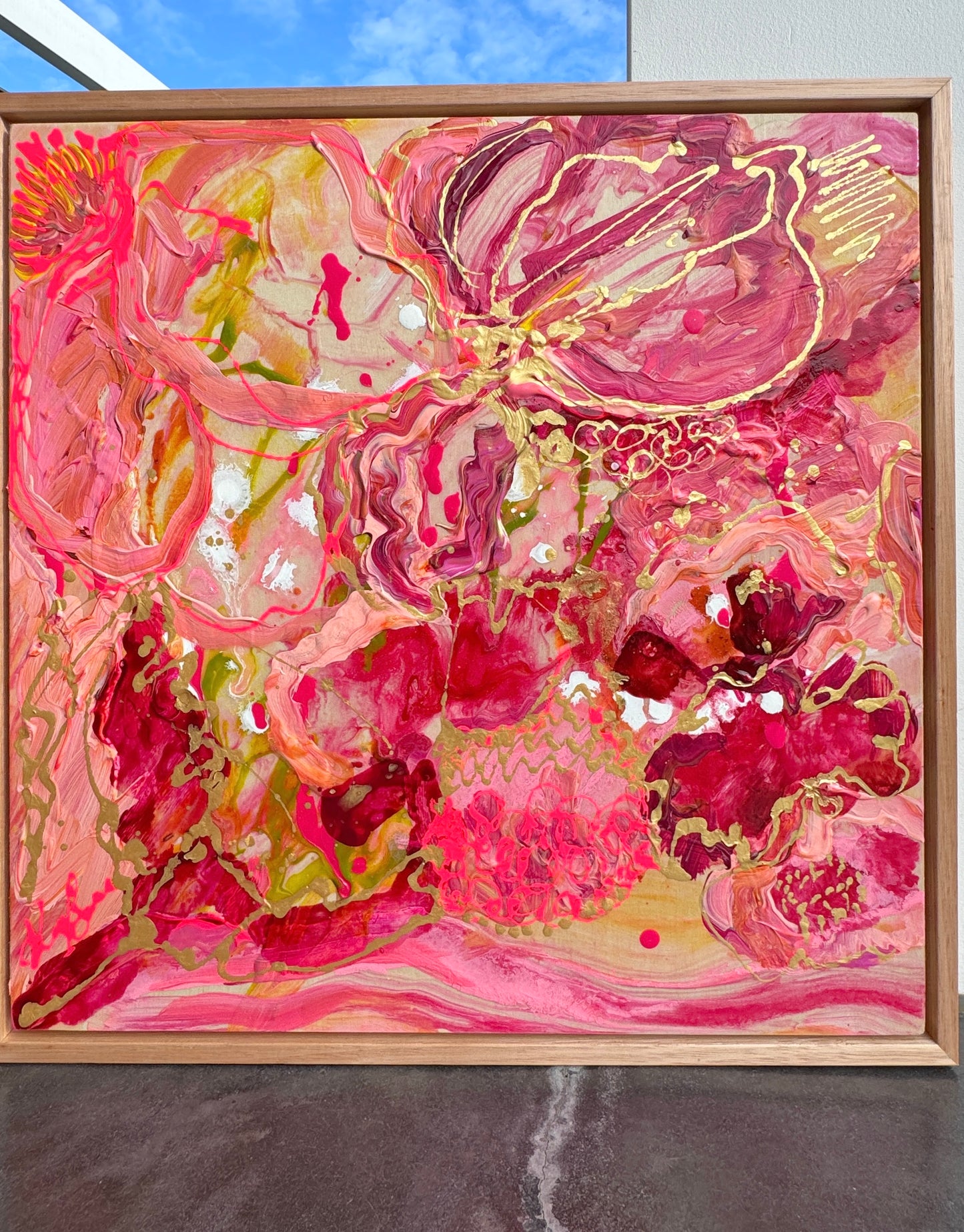 Kerry Bruce,  Passion Pink l, Acrylic on Board