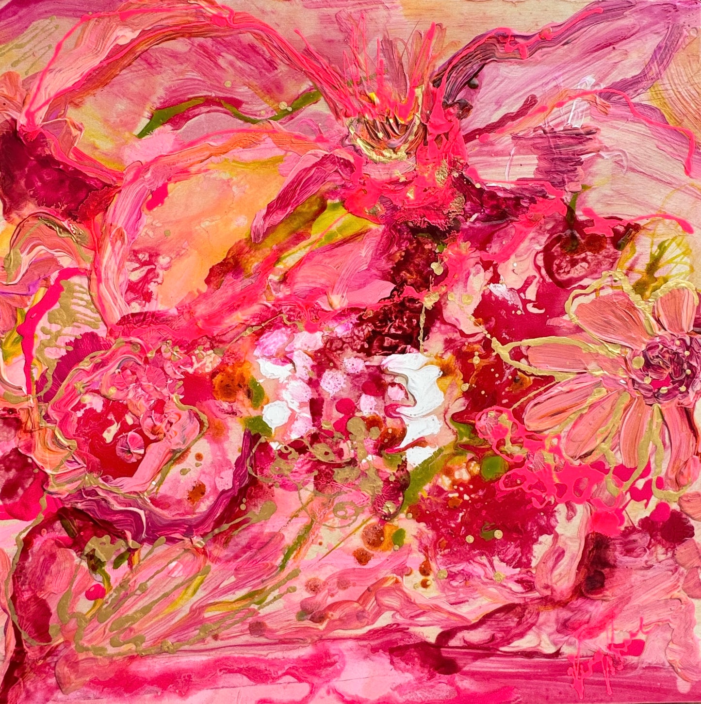 Kerry Bruce,  Passion Pink ll, Acrylic on Board
