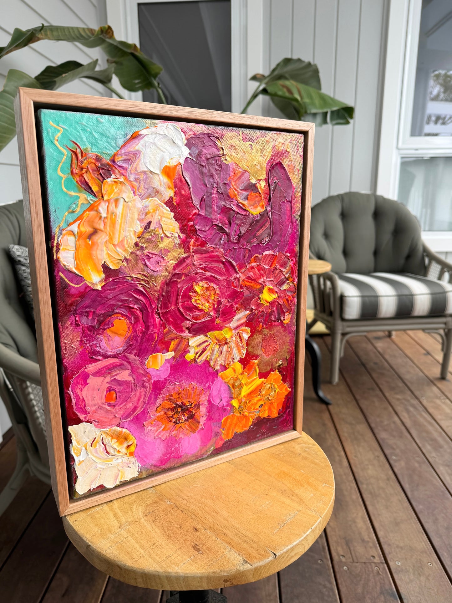 Kerry Bruce, Pink Peonie, Acrylic on Canvas