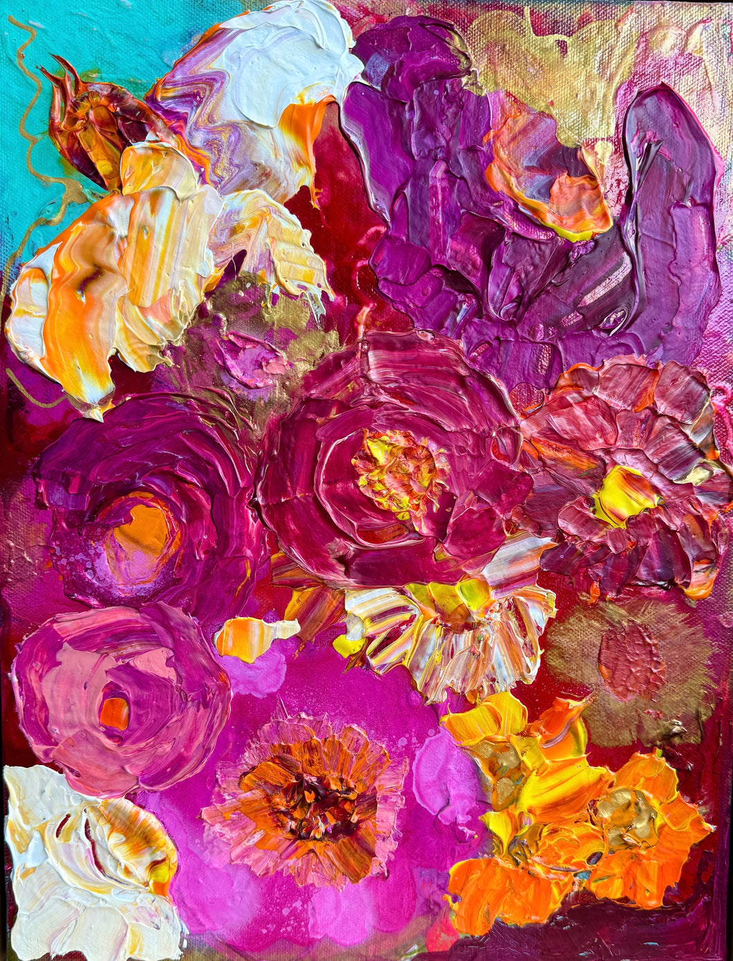 Kerry Bruce, Pink Peonie, Acrylic on Canvas
