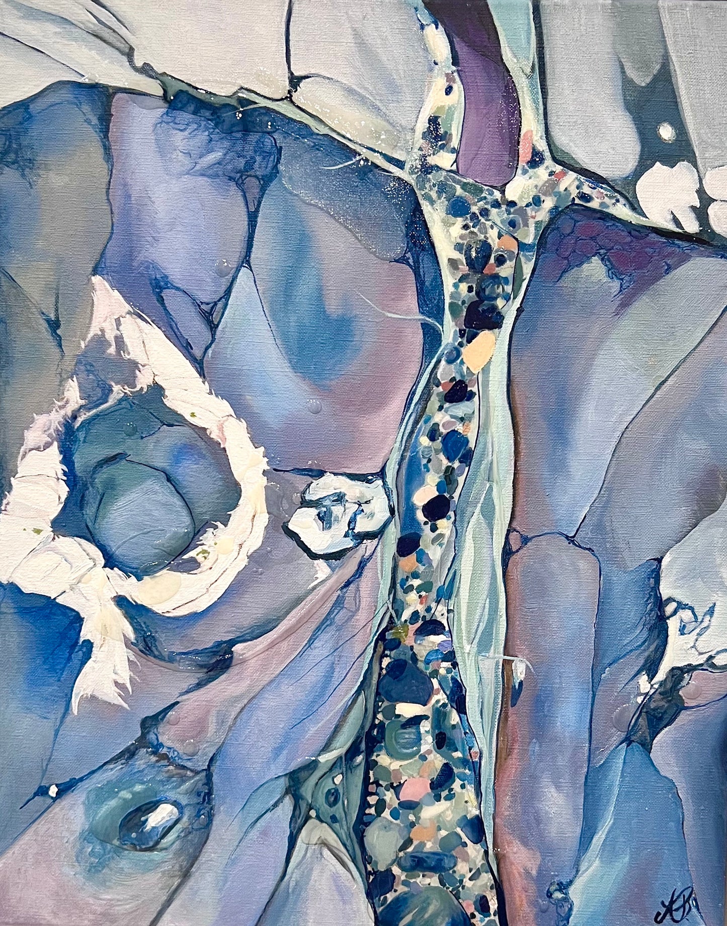 Alisa Beak, Night Pool I, Oil & Mixed Medium on Canvas