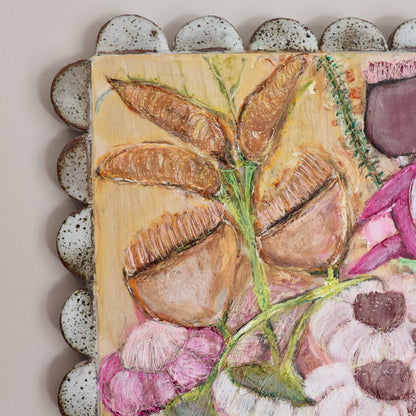 Shellie Christian, Drawn in Nature, Mixed Media on Board -handmade ceramic frame