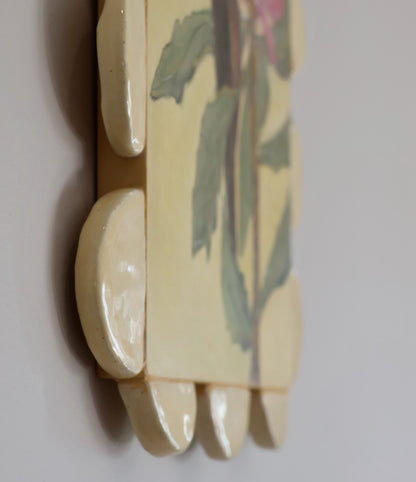 Shellie Christian, Bloom and Birdsong, Mixed Media on Board -handmade ceramic frame