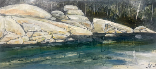 Alisa Beak, Sapphire Shallows, Mixed Media on Canvas