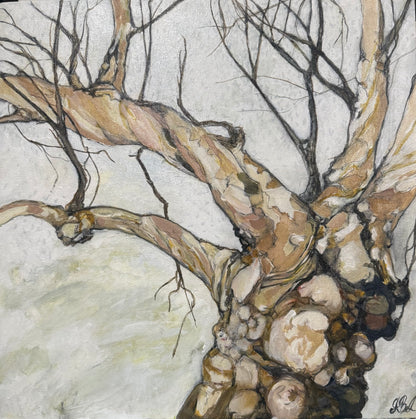Alisa Beak, The Pale Sentinel, Mixed Media on Canvas
