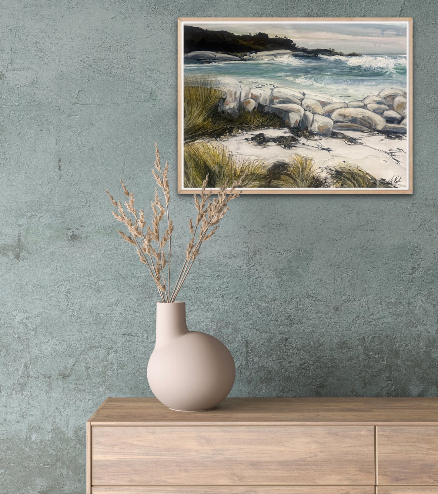 Alisa Beak, Jade Swell, Mixed Media on Canvas