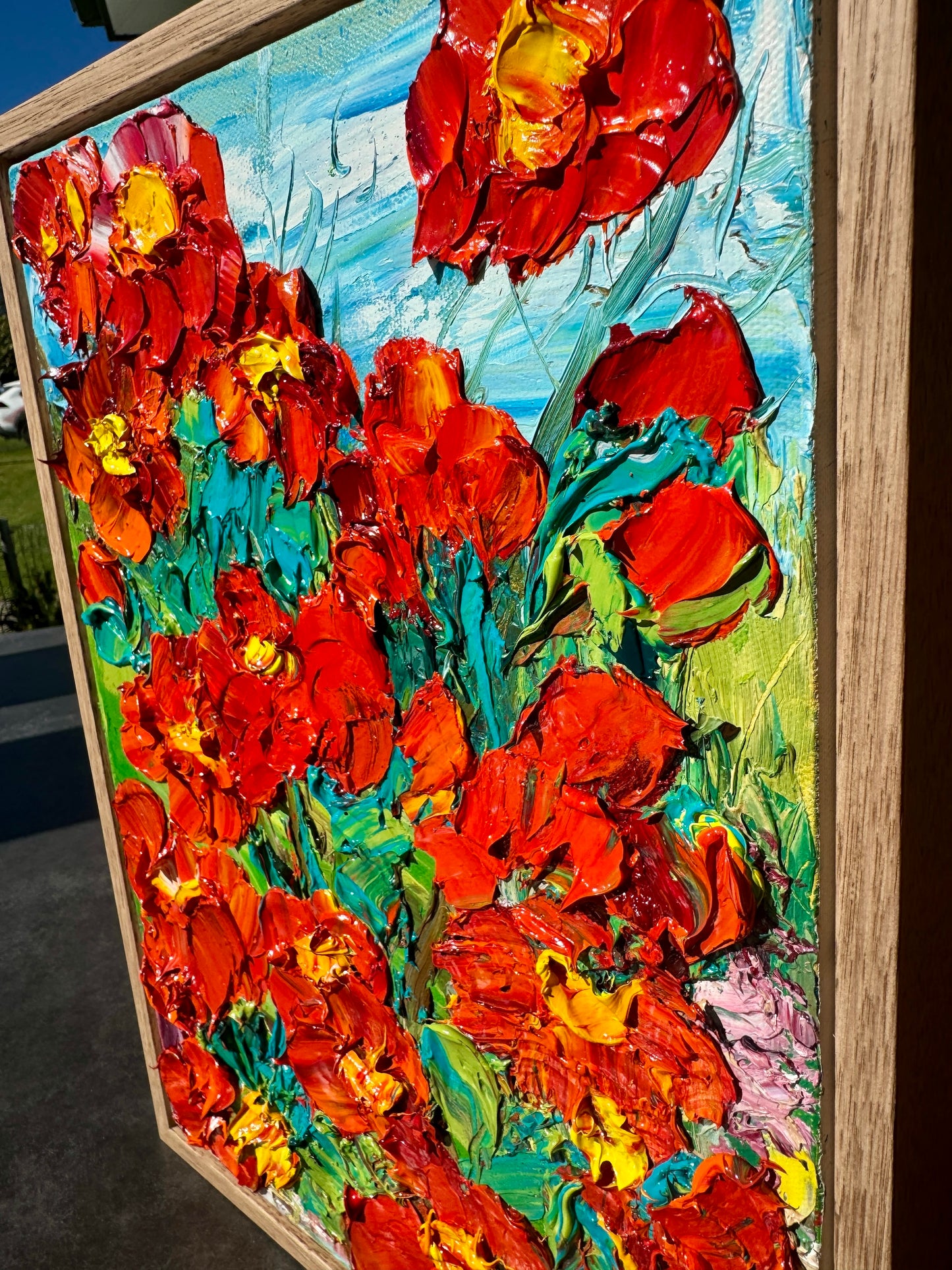 Kerry Bruce, Anzac Day Poppies 2024, Oil on Canvas Board
