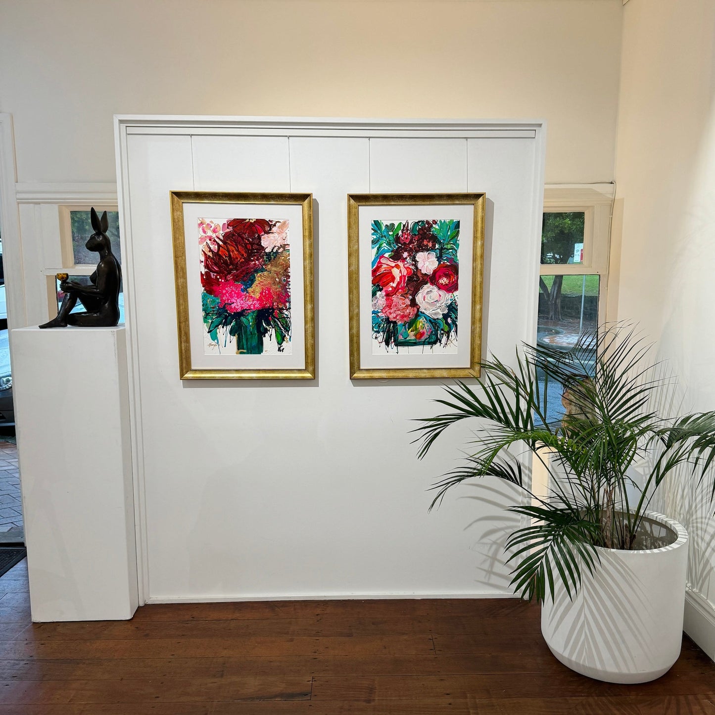 Kerry Bruce, White Rose, Acrylic on Art Paper - framed