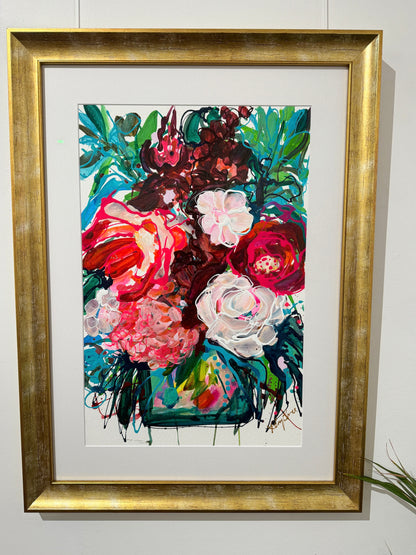 Kerry Bruce, White Rose, Acrylic on Art Paper - framed