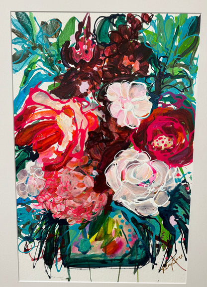 Kerry Bruce, White Rose, Acrylic on Art Paper - framed
