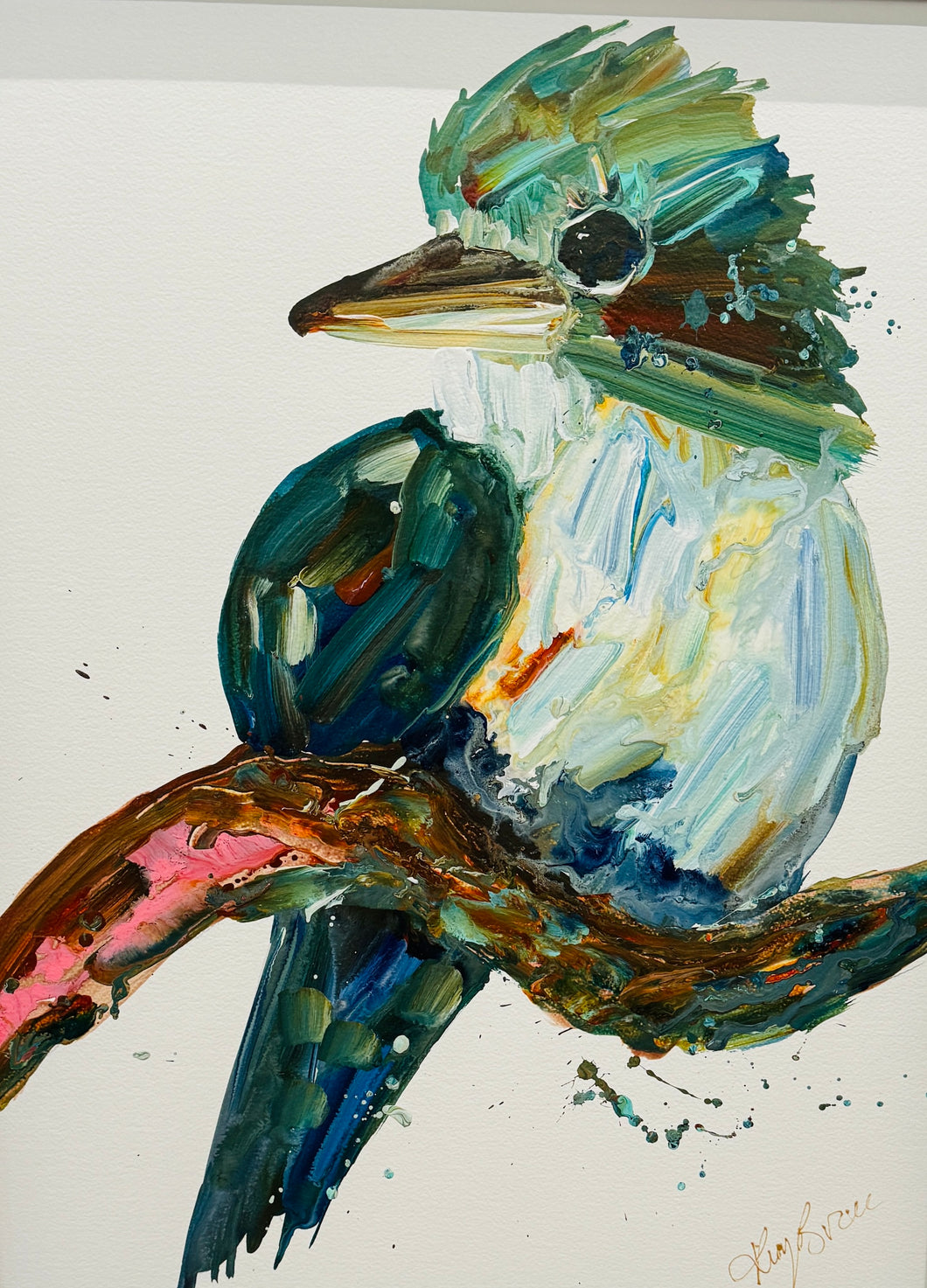 Kerry Bruce, Kookaburra , Acrylic on 500gsm Art Paper