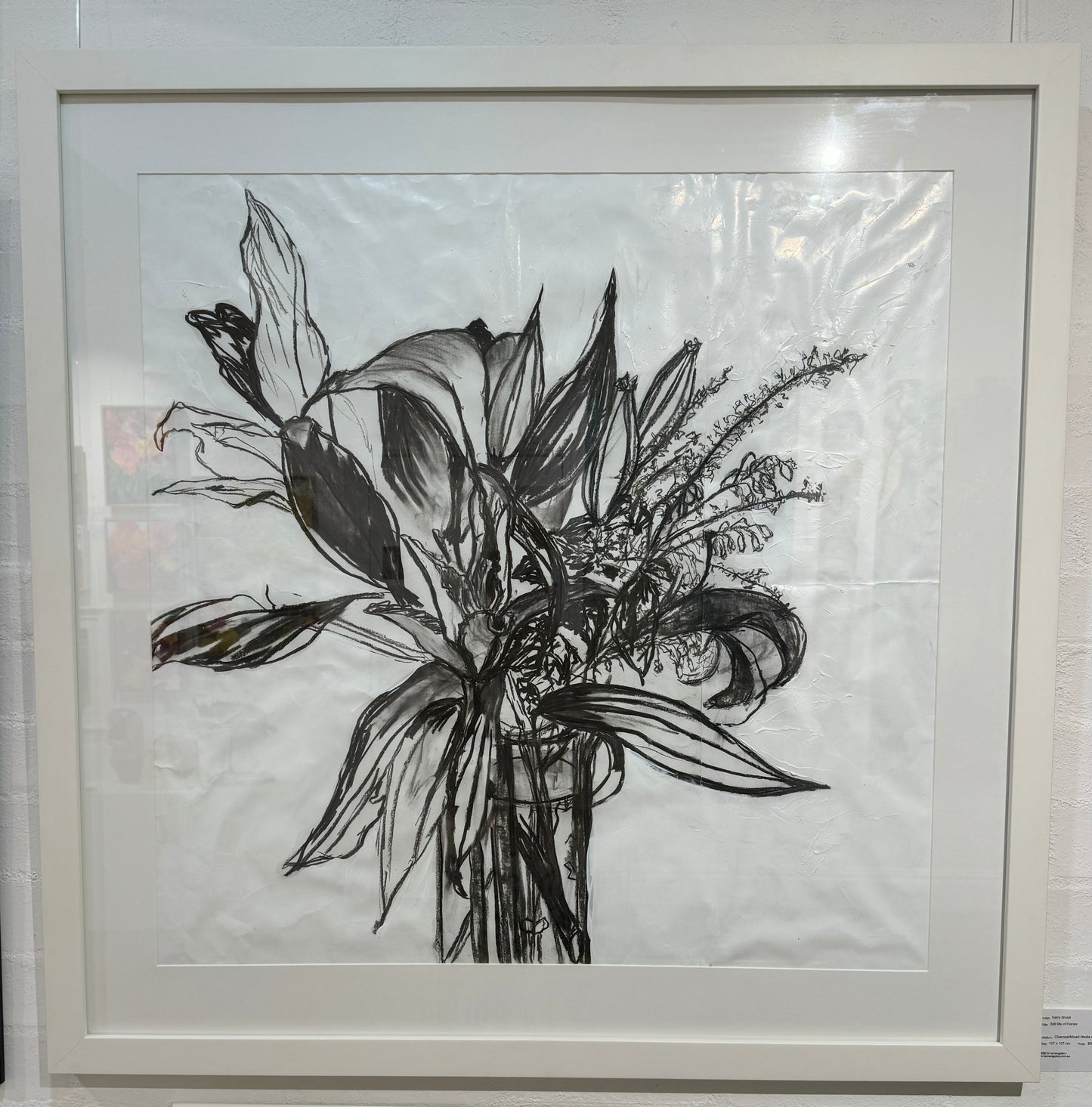 Kerry Bruce, Still LIfe of Florals , Charcoal on Art Paper