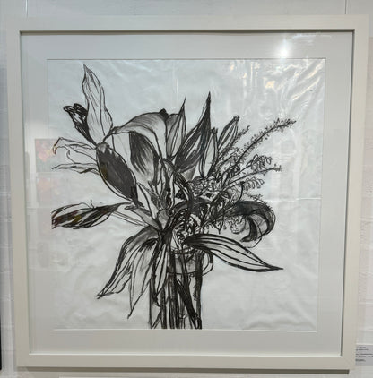 Kerry Bruce, Still LIfe of Florals , Charcoal on Art Paper