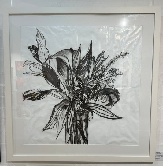 Kerry Bruce, Still LIfe of Florals , Charcoal on Art Paper