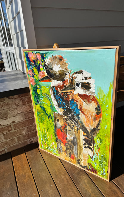 Kerry Bruce,  King of the Bush, Acrylic on Canvas-Oak Float Frame