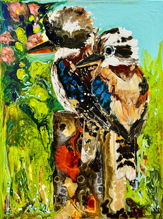 Kerry Bruce,  King of the Bush, Acrylic on Canvas-Oak Float Frame