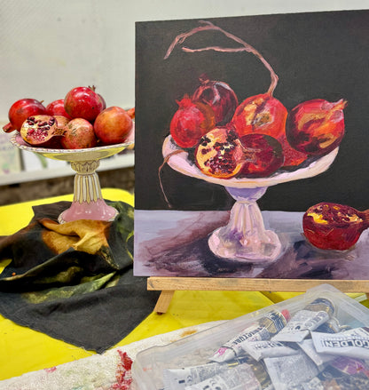 Kerry Bruce, Pomegranites, Acrylic on Canvas