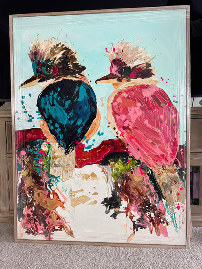 Kerry Bruce,  Keepers of the Bush, Acrylic on Canvas - Oak Float Frame